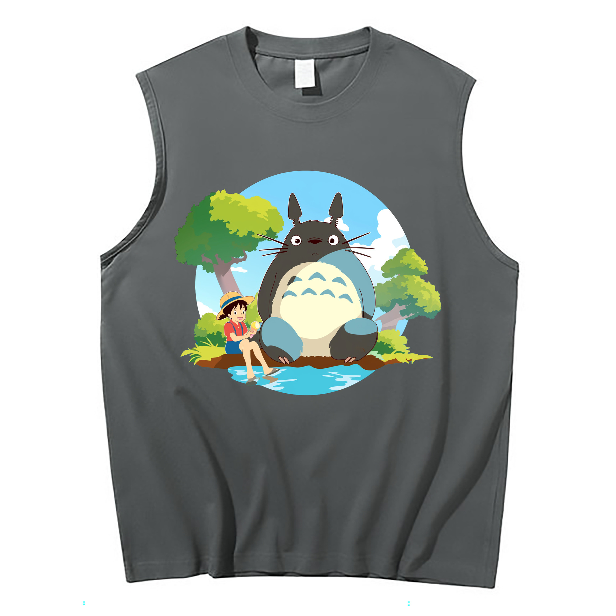 （画像用） となりのトトロ 草壁メイ 草壁サツキ My Neighbor Totoro Satsuki Kusakabe Mei Kusakabe コットン100％タンクトップ（フロントプリント）